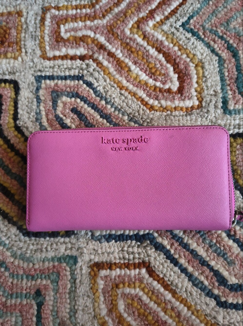 Kate Spade Saffiano Leather Zip-Around Continental Wallet Hot Pink
